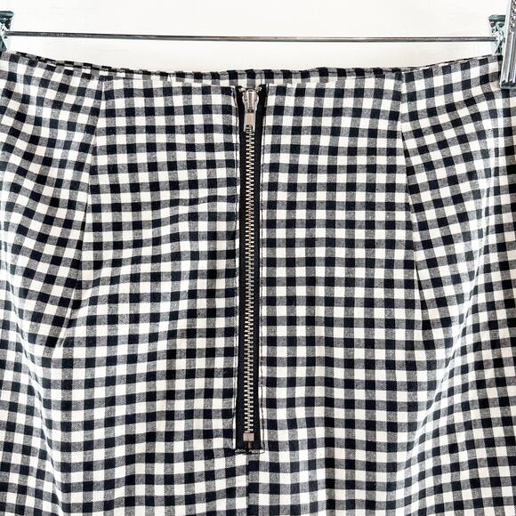 H&M Wrap Front Ruffle Hem Gingham Mini Skirt Black White 6 - Picture 11 of 12